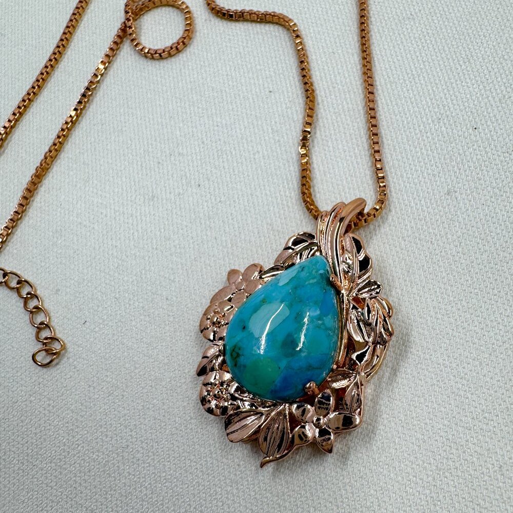 JTV Brand - Turquoise Copper Pendant with 18" Box Chain